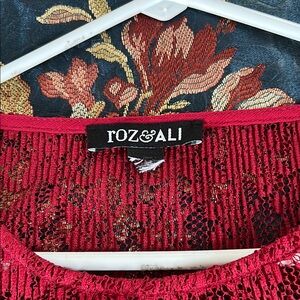 Roz & Ali Red Lace Top